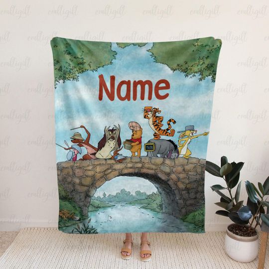 Discover Winnie The Pooh Costume Name Blanket, Cozy Blanket With Pooh And Friends, Piglet Tigger Eeyore Blanket, Cute Nursery Decor Keepsake, NVA769