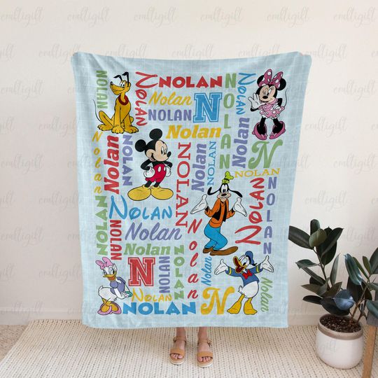 Discover Mickey And Friends Blanket Personalized, Mickey Character Blanket For Kids, Wdw Disneyland Baby Blanket, Magic Kingdom Birthday Gift, THA313