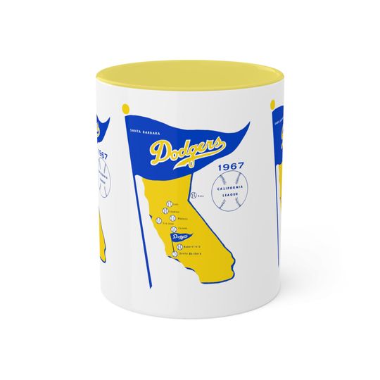 1967 Vintage Santa Barbara Dodgers Baseball - California League - Colorful Mugs, 11oz