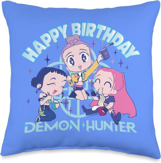 Discover HUNTR/X Birthday Officially Licensed Throw Pillow, Gift For Fans, Christmas Gift For Kids