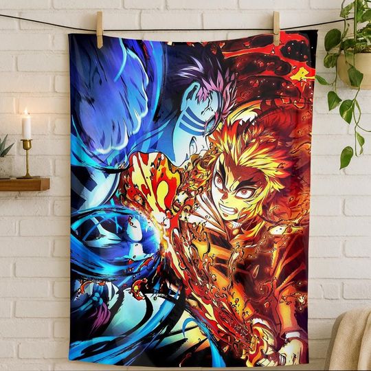 Discover Anime Demon Fleece Blanket for Fans, Comfortable Anime Style Throw, Home & Living