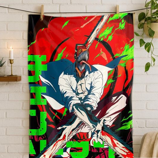 Discover Denji Fleece Blanket, Anime Soft Flannel Throw, Warm Cozy Blanket for Fans, Denji Character Bedding, Otaku Room Decor Gift