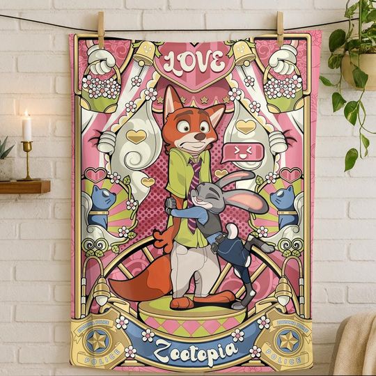 Discover Zootopia blanket, cute blanket, cartoon blanket, warm blanket, suitable for sofa leisure or bedroom decoration, soft flannel material