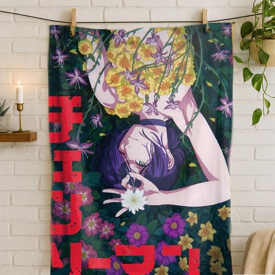 Discover Reze Blanket, Anime Cozy Fleece Throw, Reze Smile Character Blanket, Soft Warm Anime Gift for Fans and Bedroom Decor