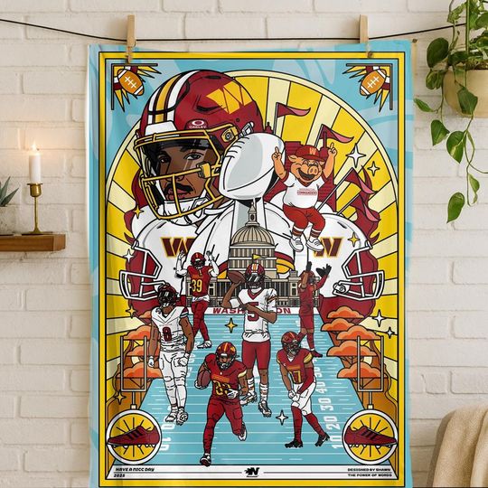 Washington Commanders Fleece Blanket, Football Team Gift, Game Day Decor for Fans