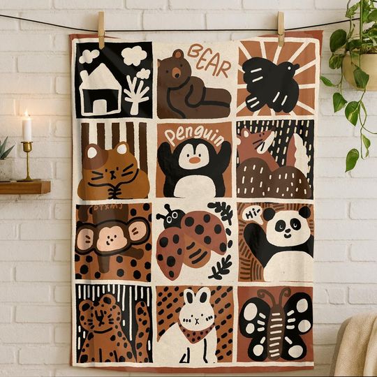 Discover Animal Blanket,Cute Blanket, Cartoon Blanket, Warm Blanket, Suitable For Sofa Leisure Or Bedroom Decoration, Soft Flannel Material