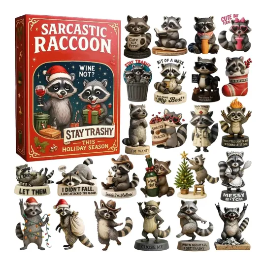 Discover 2025 Sarcastic Raccoon Acrylic Advent Calendar, Holiday Countdown Decor