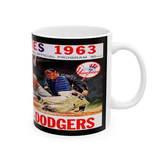 Baseball Fans Ceramic Mug, 1963 World Series Yankees vs Dodgers Program, Gift for Sports Enthusiasts, Coffee Cup, Tea Mug, Baseball