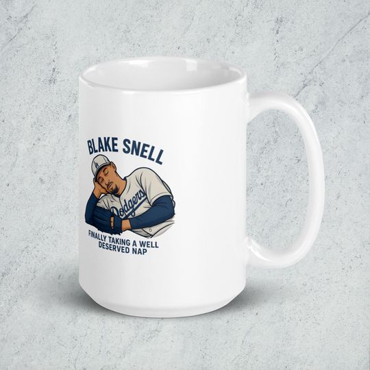Los Angeles Dodgers - BLAKE SNELL Needs a Nap  - White glossy mug