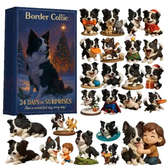 Discover Border Collie Advent Calendar 2025, 2D Acrylic Advent Dog Figurines Christmas Decor
