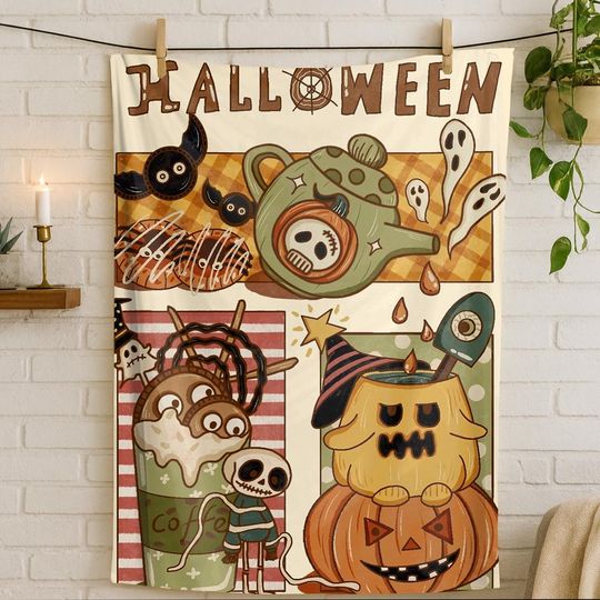 Discover Halloween Demon Fleece Blanket, Halloween Home Decor, Flannel Fabric, Holiday Limited Edition