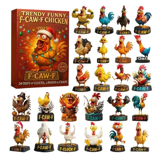 Discover Christmas Chicken Countdown Calendar, 24-Day Acrylic Advent Calendar, 2D Chicken Ornaments