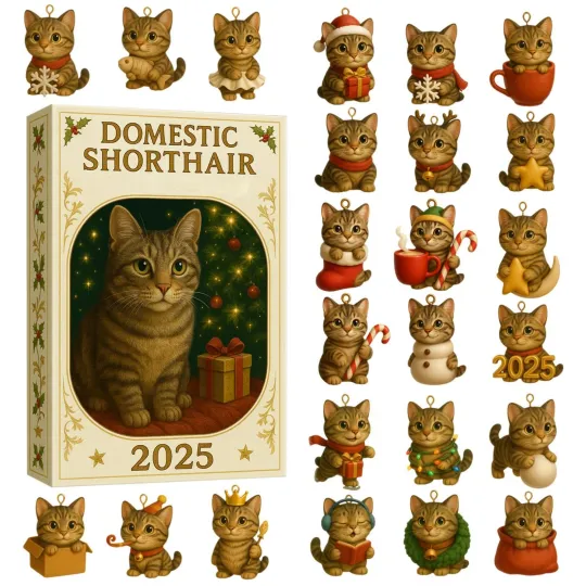 Discover 2025 Small Kitten Christmas Advent Calendar, 2D Flat Acrylic Decoration Pendant