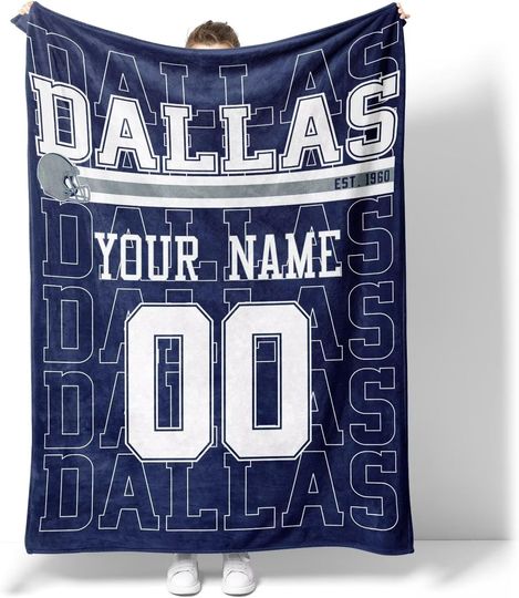 Discover Dallas Throw Blanket for Men Women Boy Custom Name and Number Gifts