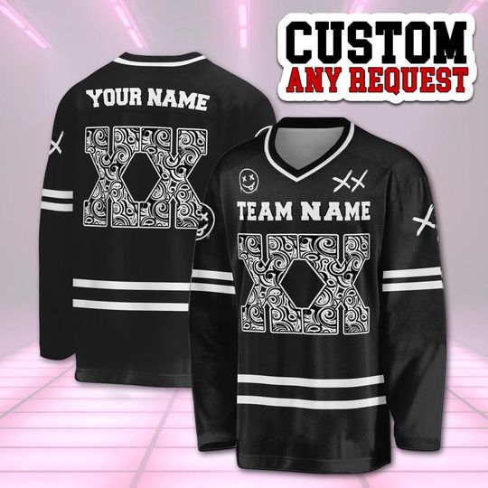 Discover Custom XX Black Leopard Ice Hockey Jersey For Men Women And Kids, Concert XX Tour Music 2025 Hockey Jersey, Music Hockey Jersey 41025HC10