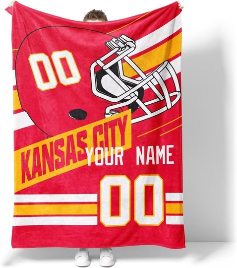 Discover Kansas Blanket for Men Women Boy Custom Name and Number Throw Blanket Gifts