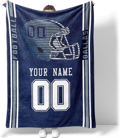Discover Dallas Throw Blanket for Men Women Boy Gifts Custom Name and Number Blanket