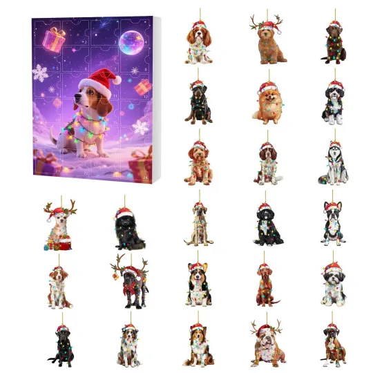 Discover Dog Lover Christmas Advent, 2D Acrylic Holiday Decor 24 Days Dog Pendant 2025