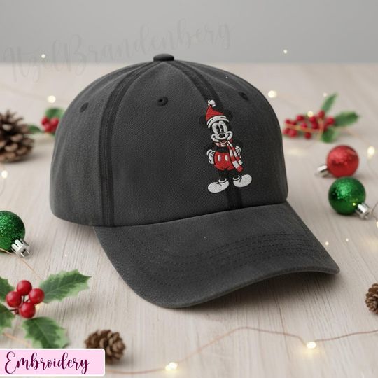 Discover Magical Land Embroidered Baseball Cap, Christmas Mouse Cartoon Hat, Santa Claus Style Cap