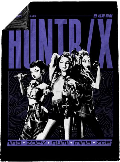 Discover Jay Franco Kpop Demon Hunters Kids Plush Throw Blanket – Ultra Soft Cozy 50 x 60 Inch Plush Fleece for Bed, Couch, Sofa, Home Décor, Official Licensed, Black - Huntrix