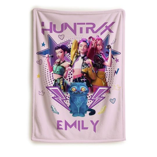 Discover Custom Huntrix Blanket – Demon Hunters Movie Graphic Throw Blanket, Fantasy Anime Film Bedding, Kpop Concert Gift, Korean Girl Cozy Throw