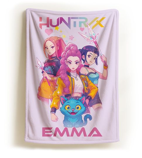 Discover Custom Demon Pop Hunters Movie Blanket, Korean Pop Demon Hunter Blanket – Huntrix Design Soft Fleece/Minky/Sherpa Throw, Cozy Anime Gamer Blanket, Unique Gift Huntrix Blanket & Gaming Fans