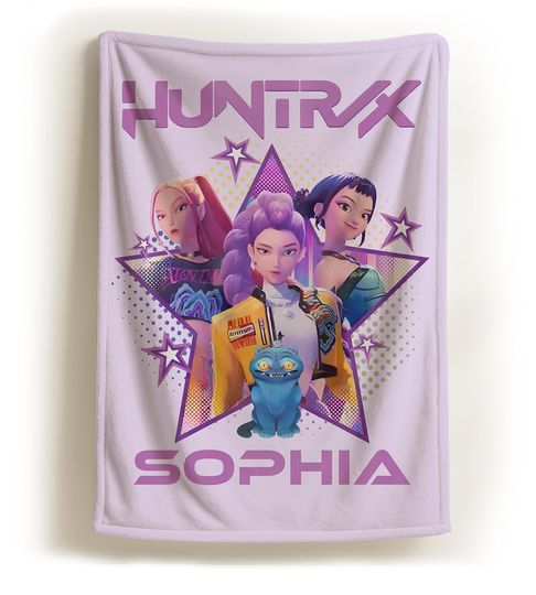 Discover Custom Korean Pop Demon Hunter Blanket – Huntrix Design Soft Fleece/Minky/Sherpa Throw, Cozy Anime Gamer Blanket, Unique Gift Huntrix Blanket