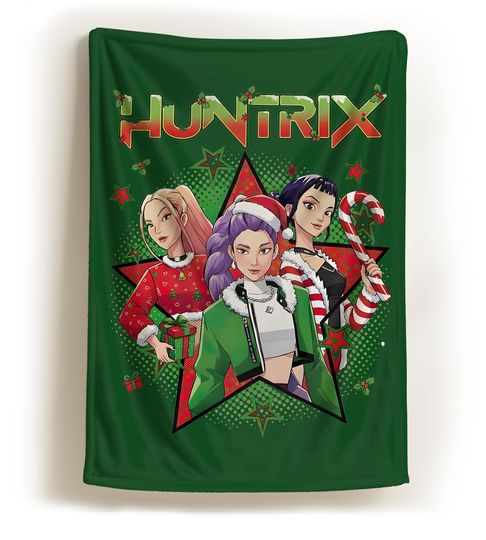 Discover Christmas Korean Pop Demon Hunter Blanket, Huntrix Design Soft Fleece Minky Sherpa Blanket, Cozy Anime Gamer Blanket for Holiday Gift 2025