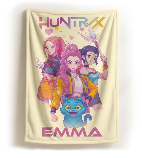 Discover Custom Demon Pop Hunters Movie Blanket, Korean Pop Demon Hunter Blanket – Huntrix Design Soft Fleece/Minky/Sherpa Throw, Cozy Anime Gamer Blanket, Unique Gift Huntrix Blanket & Gaming Fans