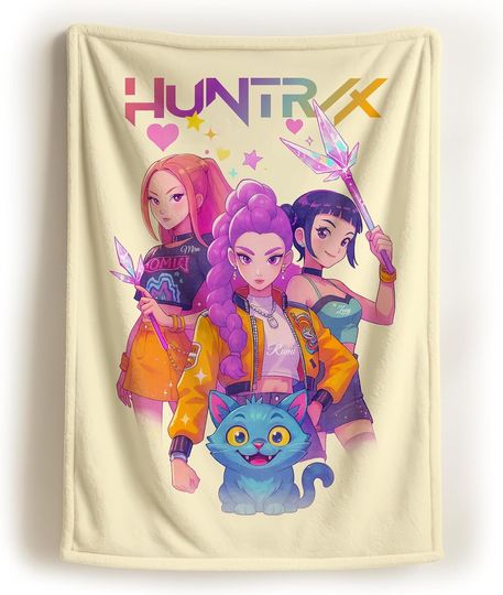 Discover Demon Pop Hunters Movie Blanket, Korean Pop Music Idol Inspired Fleece, Korean Fantasy Animation Film Graphic
