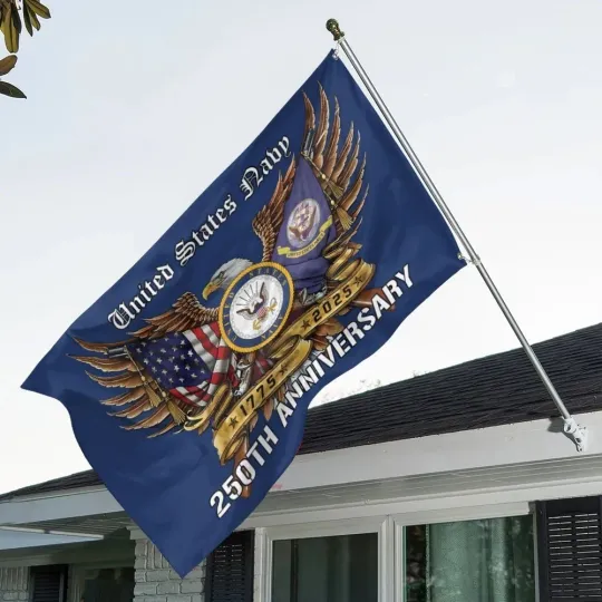 US Navy 250th Anniversary 3D Double-side House Flag