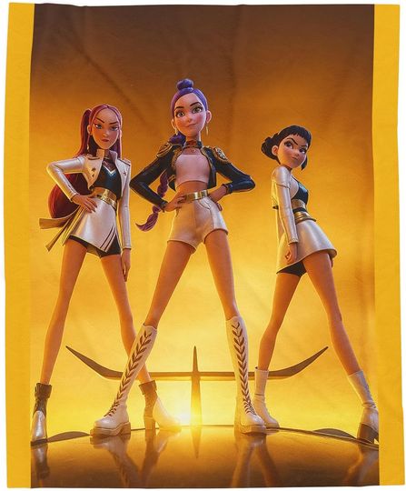 Golden Demon Pop Hunters Velveteen Plush Blanket K-Pop Anime Fan Gift Girls Daughter Cozy Korean Fantasy Animation Art Throw