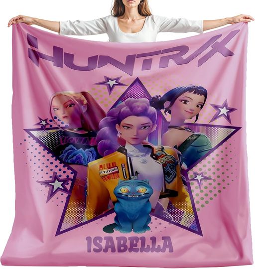 Discover Huntrix Blanket, Demon Hunters Movie Graphic, Fantasy Animation Film Inspired Blanket, Pop Music Idol Cozy Throw for Men Women Fans