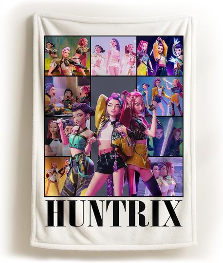 Discover Huntrix Blanket, Demon Pop Hunters Movie Graphic Tee, Fantasy Animation Film Shirt, Pop Music Idol Inspired Tee for Men Women Fans