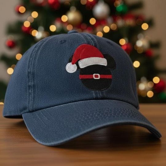 Discover Christmas Mickey Mouse Santa Embroidered Baseball Cap, WDW Cartoon Gift, Winter Holiday Hat