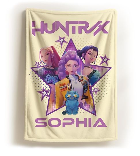Discover Custom Korean Pop Demon Hunter Blanket – Huntrix Design Soft Fleece/Minky/Sherpa Throw, Cozy Anime Gamer Blanket, Unique Gift Huntrix Blanket