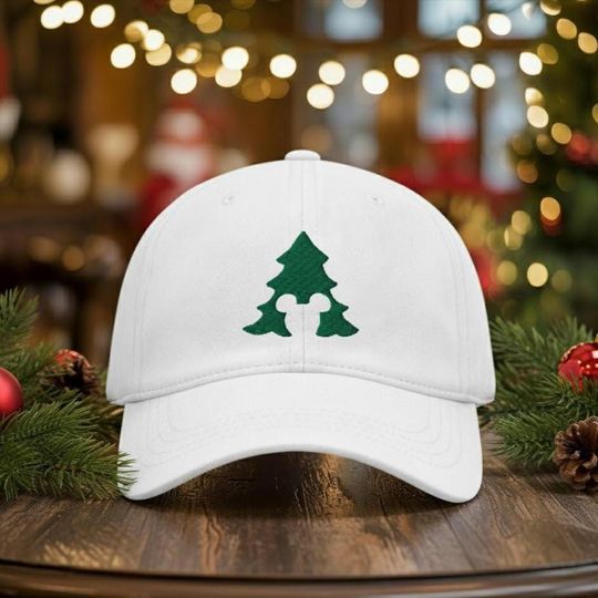 Discover Christmas Mickey Mouse Tree Embroidered Baseball Cap, Disney Cartoon Fan Gift, Winter Holiday Hat