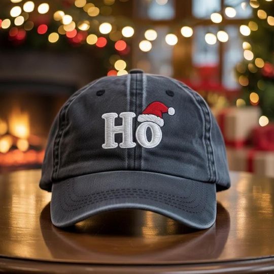 Discover Christmas Santa Embroidered Baseball Cap, Ho Ho Ho Holiday Hat, Winter Gift