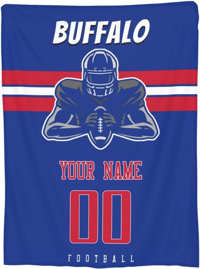 Discover Personalized Football Throw Blanket Add Name and Number Custom Gifts for Fans Decorative for Bedroom Living Room