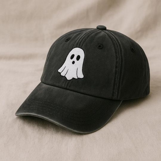 Discover Halloween Ghost Embroidered Baseball Cap, Spooky Season Gift