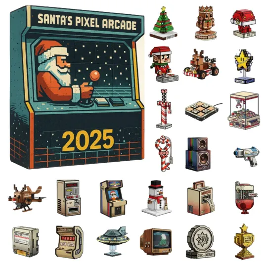 Discover Santa's Pixel Arcade 2D Acrylic Decoration 24 Days Santa Calendar Ornament