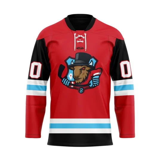 Discover Personalized Bloomington Bison Red Lace Hockey Shirt Men's Fan Gear Xmas Gift