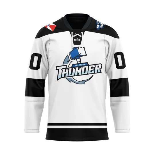 Discover Personalized Wichita Thunder White Lace Hockey Shirt Men's Fan Gear Xmas Gift