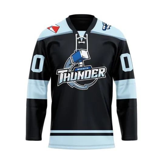 Discover Personalized Wichita Thunder Gray Lace Hockey Shirt Men's Fan Gear Xmas Gift