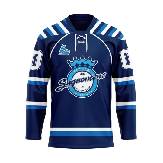 Discover Personalized Chicoutimi Sagueneens Blue Lace Hockey Shirt Men's Fan Gear Gift