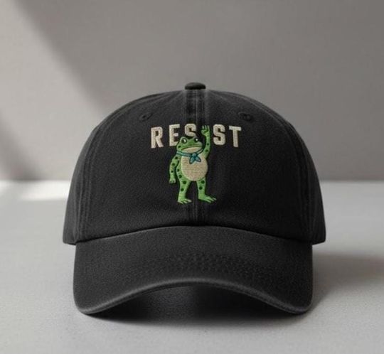 Discover Portland Frog Resist Embroidered Baseball Cap, Vintage Activist Hat