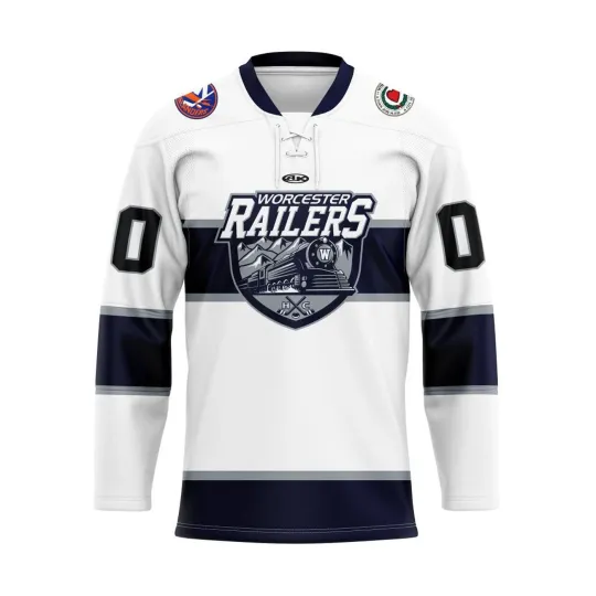 Discover Personalized Worcester Railers White Lace Hockey Shirt Men's Fan Gear Xmas Gift