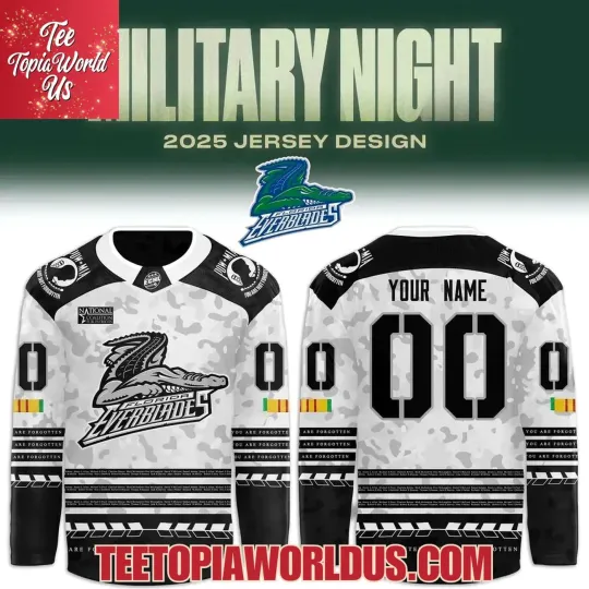 Discover Personalized Florida Everblades x Military Night 2025-26 Hockey Shirt Fan Gear