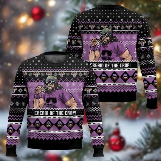 Discover The Cream Of The Crop Ugly Christmas Sweater, Macho Man Randy Savage Vintage Holiday Sweatshirt