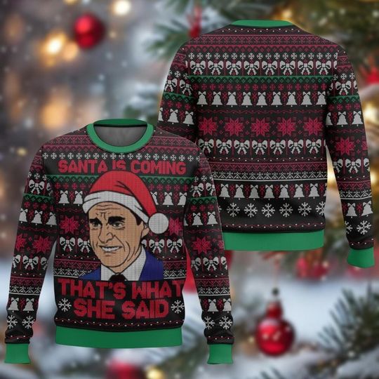 Discover The Office Christmas Ugly Sweater, TV Show Holiday Sweatshirt, Funny Michael Scott Santa Christmas Gift